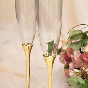 Kate Spade Simply Sparkling Set of 2 Gold Toasting Champagne Flutes